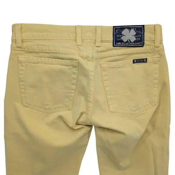 Lucky Brand Maggie Flare Jeans Womens Yellow Cotton Button Fly Denim Size 26 - Picture 4 of 11